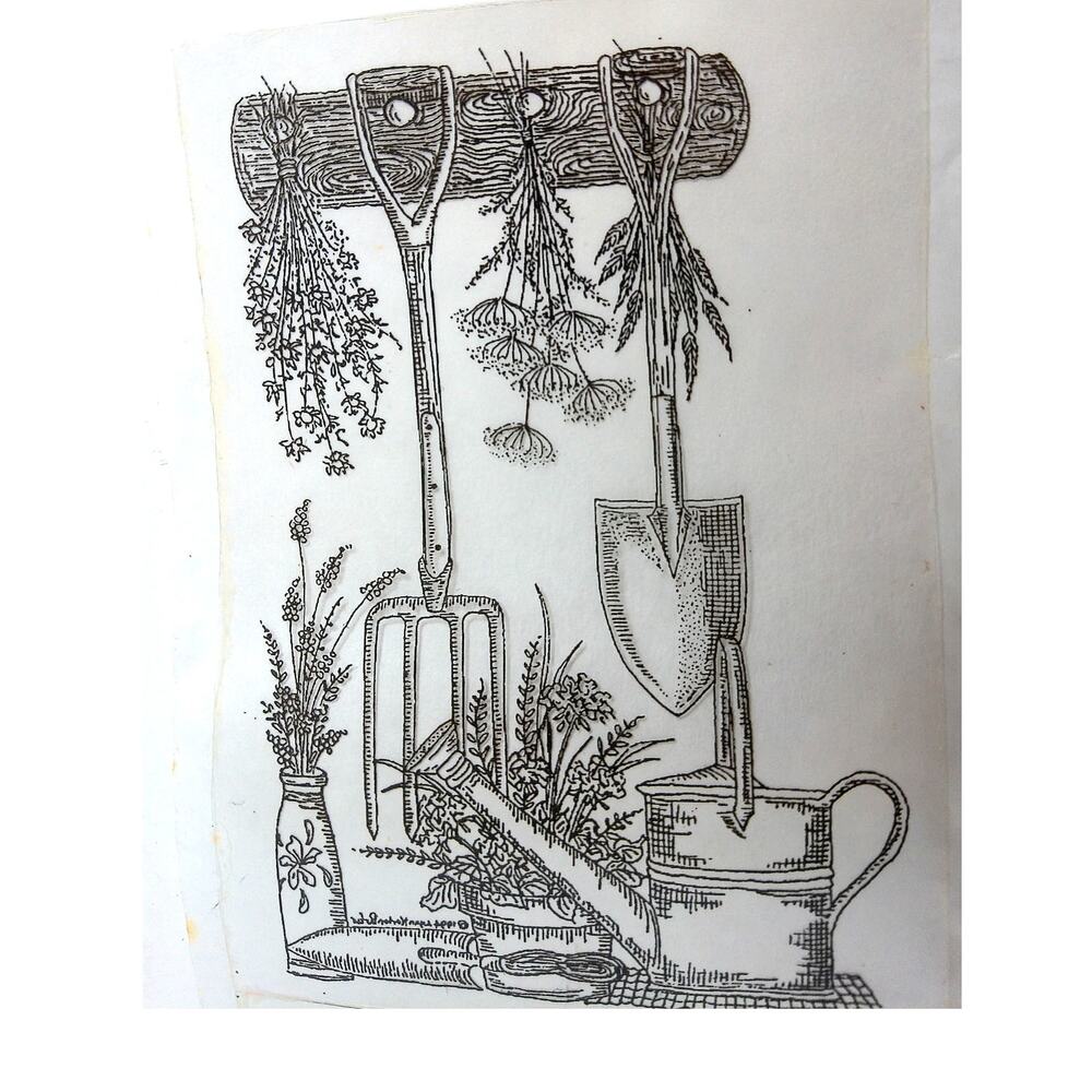 Vintage Jumbo Roll Garden Tools And Flowers Large Stickers